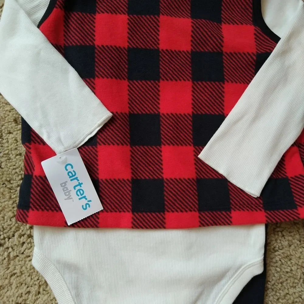 NWT Buffalo Check Fleece Vest 3 Piece Set